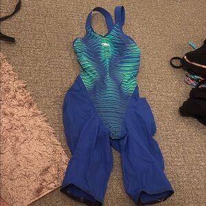 Speedo Black and Blue Racing Kneeskin Swimsuit